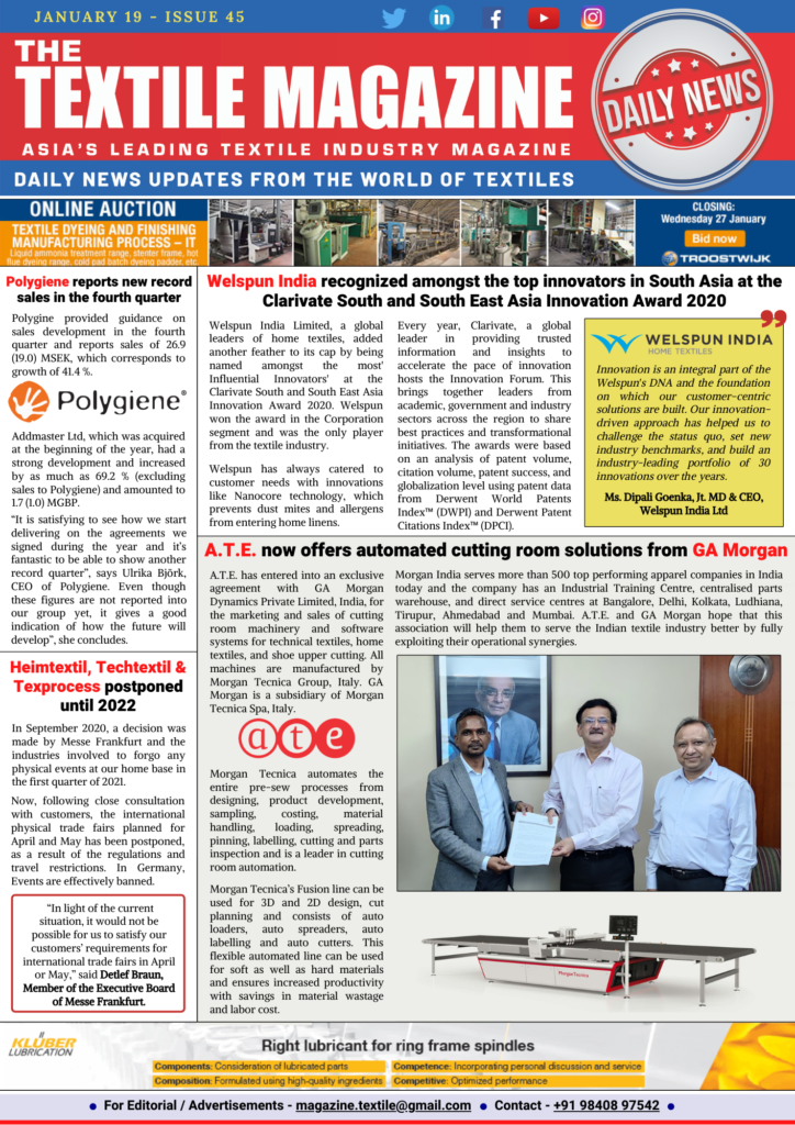 VANDEWIELE-SAVIO INDIA PRIVATE LIMITED - Textile Magazine, Textile News,  Apparel News, Fashion News